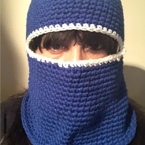 Full Face Ski Mask White on Blue
